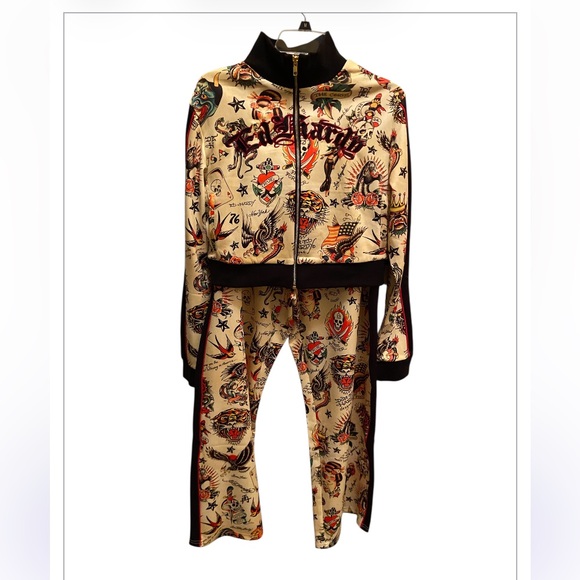 Ed Hardy Multi Flashboard Track Suit - Size Large - Picture 2 of 14